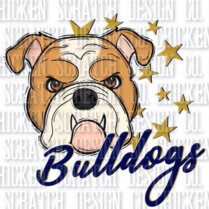 Bulldogs School Spirit Sublimation DTF Stars Bulldogs School Mascot Navy and Old Gold School Spirit Bulldogs PNG Gold Navy School Spirit PNG