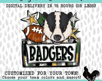 Custom Football Team School Spirit Mascot Sublimation DTF PNG Digital Download Design Football Team Design School Mascot Cheer Design PNG