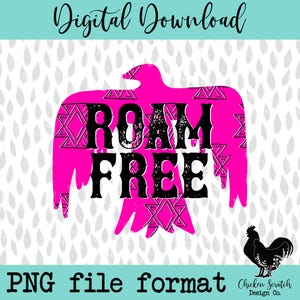 Roam Free Thunderbird Hot Pink Aztec Print Sublimation PNG Western Thunderbird PNG Desert Dreamer Western Sublimation Exclusive Design Neon