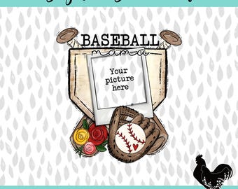 Baseball Mama Polaroid Sublimation PNG Baseball Mama Bild Design Niedliche maßgeschneiderte Baseball Mom Sublimation PNG DTF Design Baseball Mom