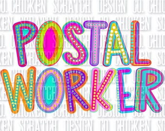 Postal Worker Bright Marquee Letters Sublimation DTF PNG Digital Download Design Neon Letters Bright USPS Postal Worker Design Mail Carrier