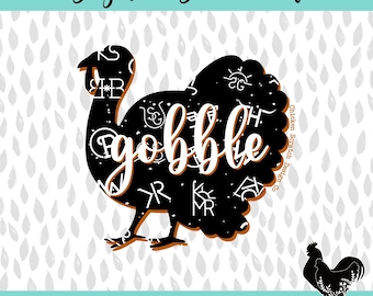 Gobble Cattle Brand Turkey Thanksgiving Western Sublimation PNG Digital Download Holiday Fall Autumn Burnt Orange Punchy Country