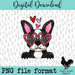 Coeurs d&#39;amour pour la Saint-Valentin Boston Terrier Sublimation DTF PNG Chien mignon maman Design Original Boston Terrier chien maman chiot amour Saint-Valentin