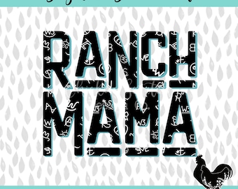 Ranch Mama Western Cattle Brand Sublimation PNG JPEG Black White Turquoise Country Digital Download Ranch Wife Mom