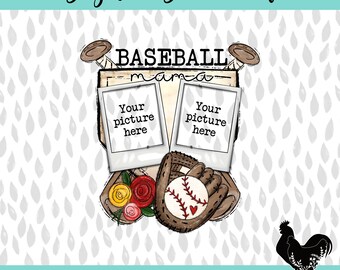 Baseball Mama Polaroid Sublimation PNG Baseball Mama Bild Design Niedliche Angepasste Baseball Mama Sublimation PNG DTF Design Baseball Mama png