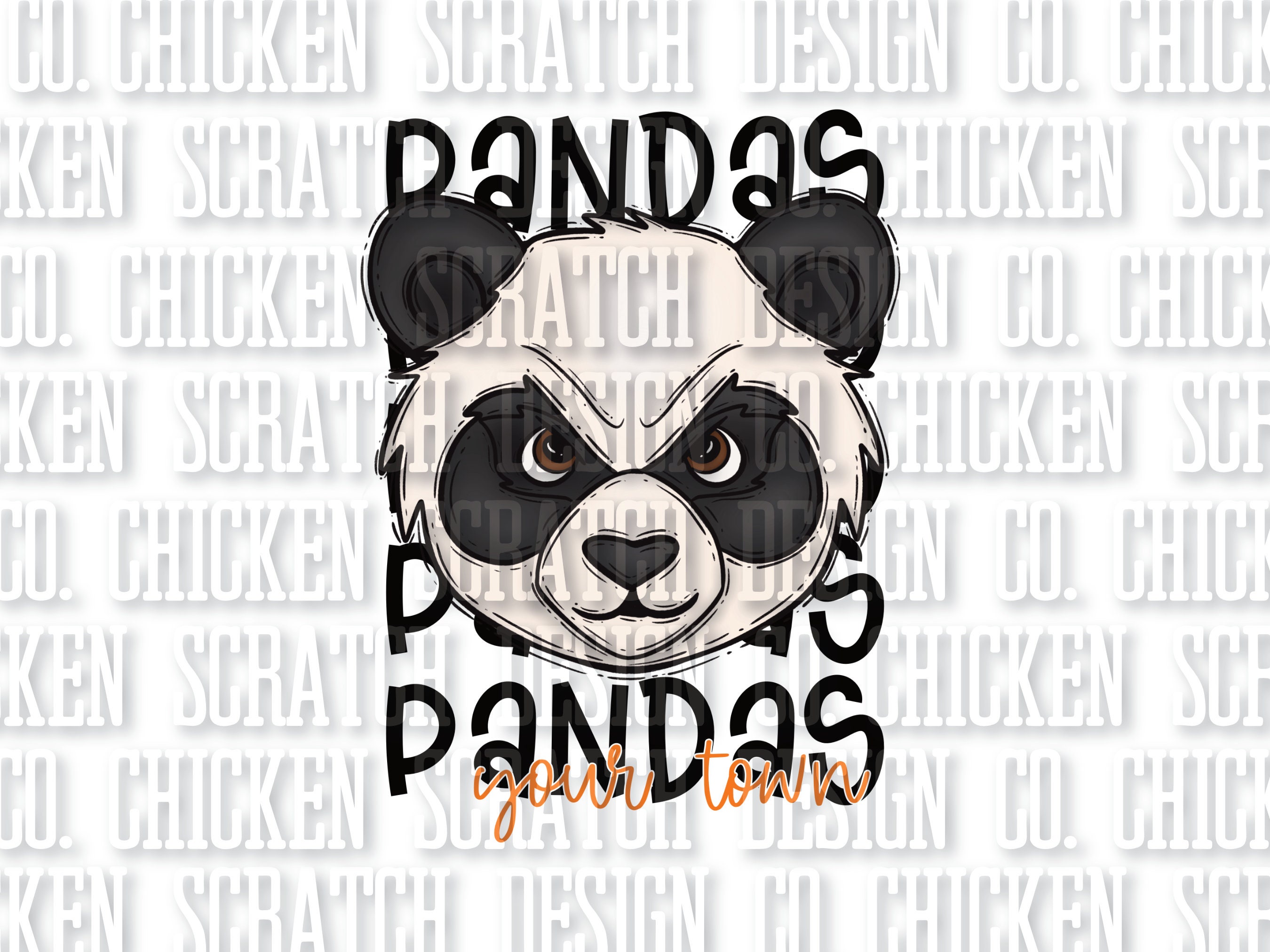 CUSTOM Pandas Town Mascot School Spirit Sublimation DTF PNG Digital ...