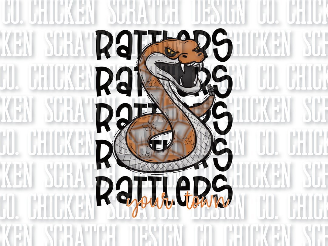Rusty Rattler Logo Design CUSTOM Rattlers Town Mascot School Spirit Sublimation DTF PNG Digital ...