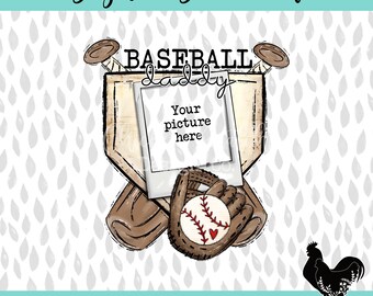Baseball Daddy Polaroid Sublimation PNG Baseball Dad Picture Design Cute Customized Baseball Father Sublimation PNG DTF Design Baseball Dad