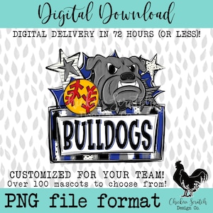 Custom Softball Team School Spirit Mascot Sublimation DTF PNG Digital Download Design Softball Team Design School Mascot Softball Design PNG