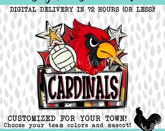 Custom Volleyball Team School Spirit Mascot Sublimation DTF PNG Digital Download Design Volleyball Team Design School Mascot Design PNG
