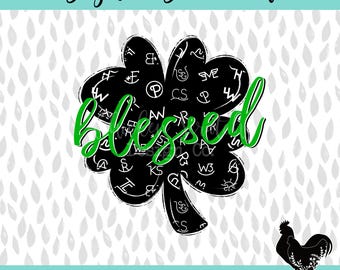 Descarga digital de sublimación de la marca de ganado Blessed Shamrock PNG DTF Western Cow Brands Punchy Cute Turquoise Western St Patricks Day PNG