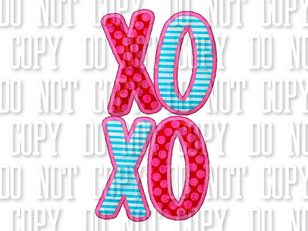 XOXO Faux Embroidery Sublimation PNG Valentine's Day Faux Embroidery ...