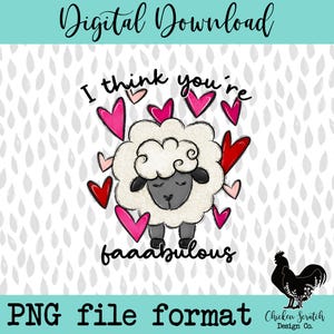 Ich denke du bist fabelhaft Sublimation DTF PNG Bauernhof Tier Valentinstag Design Lustige Schaf Design Punny Bauernhof Tier Valentinstag Design Digital