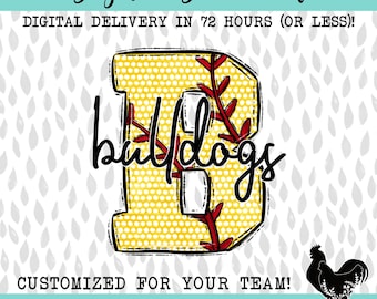 Custom Softball Team School Spirit Sublimation DTF PNG Digital Download Design Cute Softball Team Design Polka Dot Sketch Letter Softball