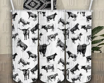 Cows Seamless 20oz Tumbler Wrap Western Sublimation Tumblers  White PNG Digital Download Punchy Country Exclusive Design Punchy Tumbler
