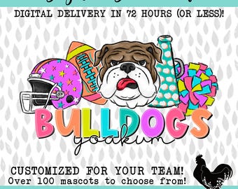 Custom Mascot Bright School Spirit Sublimation DTF PNG Neon Football Mascot Bright Football Design School Spirit Funky Retro Football PNG