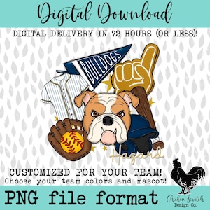 Benutzerdefinierte Softball Team Schule Geist Maskottchen Sublimation DTF PNG Digitaler Download Design Softball Team Design Schule Maskottchen Softball Design PNG