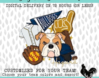 Custom Softball Team School Spirit Mascot Sublimation DTF PNG Digital Download Design Softball Team Design School Mascot Softball Design PNG