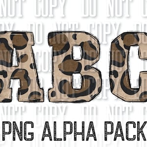 Leopard Doodle Varsity Letters Alpha Pack Sublimation DTF PNG Cute Leopard Letters Doodle Alphabet Letters School Spirit Lettes Leopard Cute