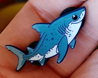 Deep Blue - Great White Shark - Sharks gift enamel pin fish scuba diver snorkel marine life kawaii chibi