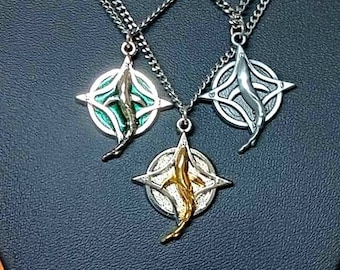 Compass Shark Pendant - jewelry blue sharks compass rose necklace antique gold blue