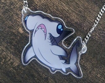 Hammerhead Shark Necklace and Earring Set - Jewelry ocean wildlife acrylic lightweight cute fish