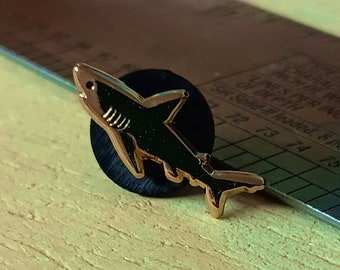 Gold Mini Shark - lapel pin filler ocean marine life great white