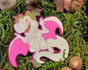 Baby Boo Drag-O-Lantern pumpkin dragon soft enamel lapel pin epoxy dome pink dyed metal fantasy autumn Halloween cute gift