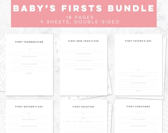 BUNDLE OF FIRST Modern baby book add-on pages, baby memory book, baby's first year, baby's first Christmas, baby gift, baby book to age 10