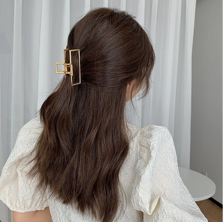 Hair claw clip Korean Japanese Art Hair Claw Clip Gold Etsy