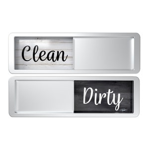 Rustic Black & White Wood Clean Dirty Dishwasher Magnet, Universal Slide Magnet for Dishwasher, Dish Washer Indicator has Adhesive Stickers