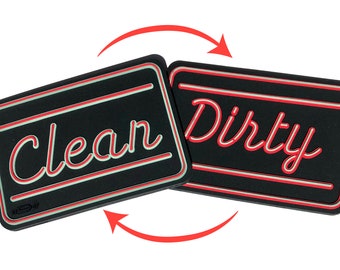 Neon Lights Clean Dirty Dishwasher Magnet, Reversible Dish Washer Indicator Magnetic Sign, Clean Dirty Sign for Dishwasher