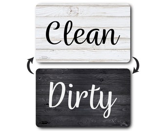 Black and White Rustic Clean Dirty Magnet for Dishwasher, Reversible Rustic Farmhouse Dishwasher Magnet Indicator, Double Sided