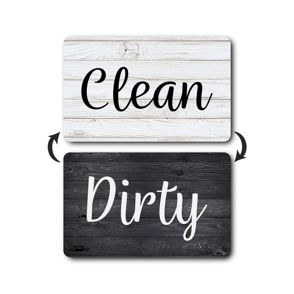 Black and White Rustic Clean Dirty Magnet for Dishwasher, Reversible Rustic Farmhouse Dishwasher Magnet Indicator, Double Sided