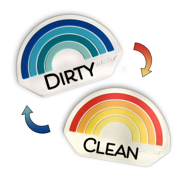 Rainbow Clean Dirty Dishwasher Magnet, Reversible Dishwasher Magnetic Sign Indicator, Clean Dirty Magnet for Dishwasher, Vibrant Kitchen