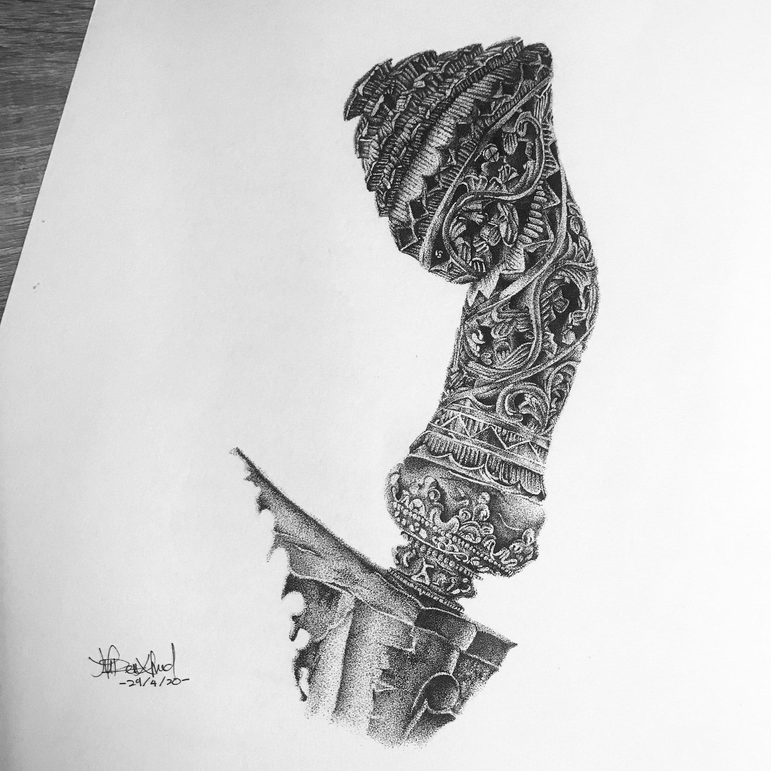 Original Stippling Drawing Keris / Kris Alang Hulu Tapak Kuda | Etsy