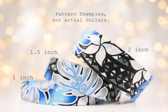 Tropical Leaves and Flowers in Blues, Blacks, and White: Collars and Leashes