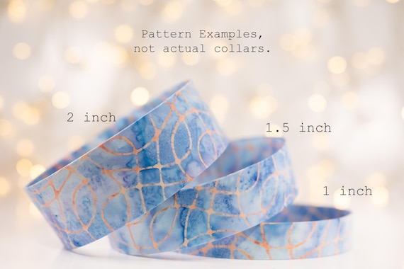 Batik - Light Blue with Pastel Orange Scrolls : Collars and Leashes