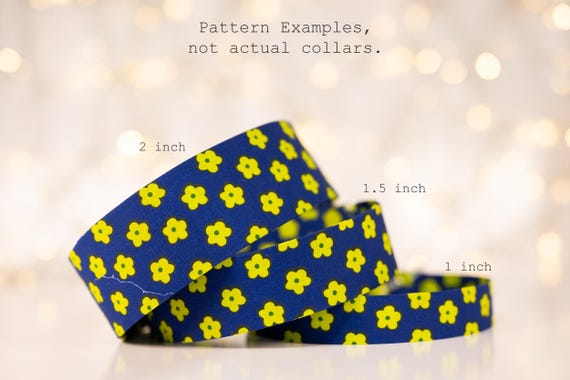 Chartreuse Flowers on Blue  (matching Bow-ties and Leashes available)