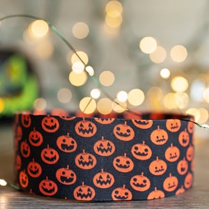 A Field of Pumpkins on a Black Background (matching Bow-ties and Leashes available)
