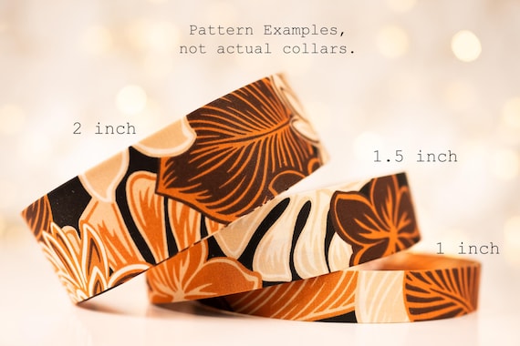 Tropical Floral Dog Collar: Brown Tan Leaves, Custom Width