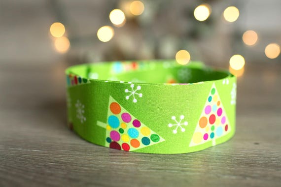 Christmas Trees and Snowflakes on Green (matching Bow-ties and Leashes available)