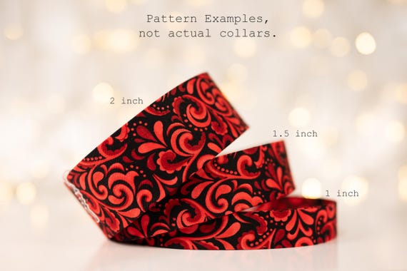 Red Flourishes at Midnight (matching Bow-ties and Leashes available)