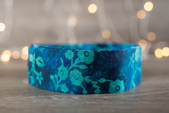 Turquoise Flowers on Blue Batik  (matching Bow-ties and Leashes available)