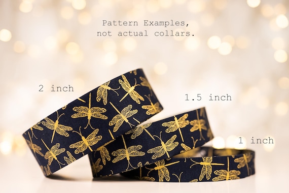 Golden Dragonflies on Navy  (matching Bow-ties and Leashes available)