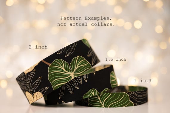 Green Tropical Leaves and Ferns on Black (matching Bow-ties and Leashes available)