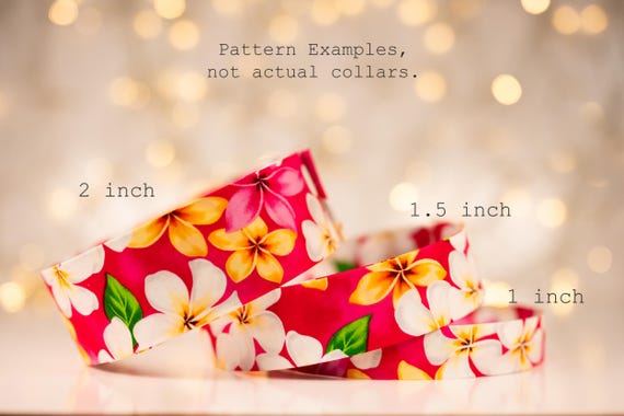 White, Yellow, and Pink Plumeria on Magenta (matching Bow-ties and Leashes available)