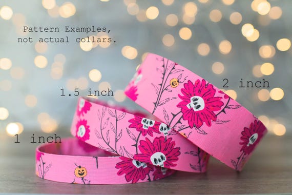 Skull Flowers on Pink (matching Bow-ties and Leashes available)
