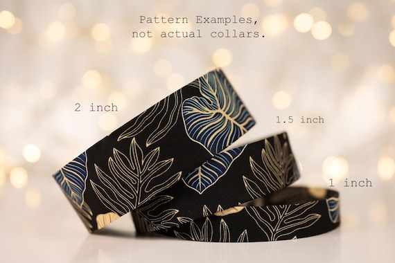 BlueTropical Leaves and Ferns on Black (matching Bow-ties and Leashes available)