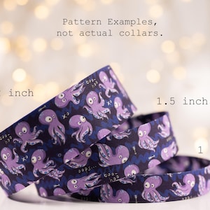 Purple Octopus on Blue: Collars and Leashes (matching Bow-ties available)
